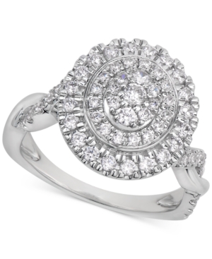 image of Certified Diamond Cluster Ring (1 ct. t.w.) in 14k White Gold