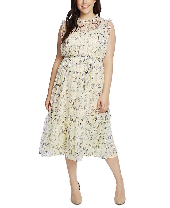 CeCe Plus Size Wisteria Vines Ruffled Midi Dress & Reviews - Dresses ...