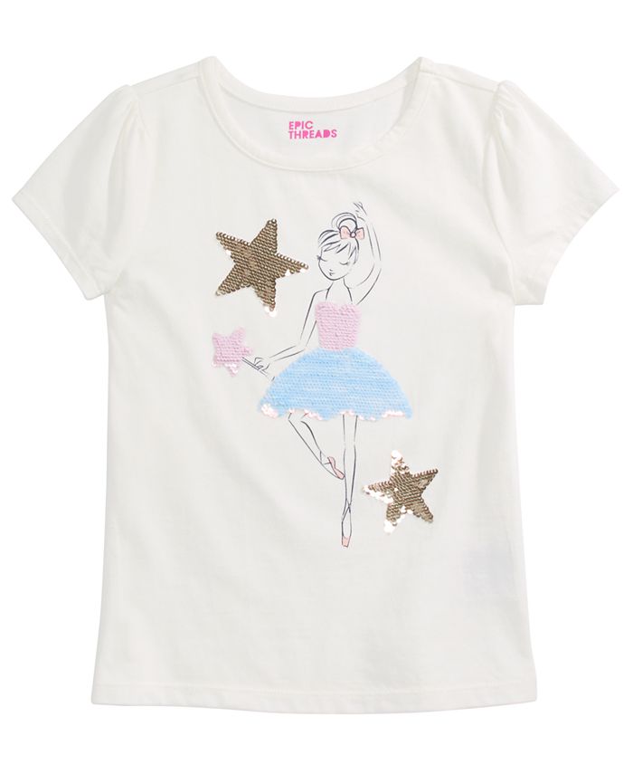 Epic Threads Little Girls Reversible-Sequin Ballerina T-Shirt, Created ...