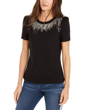 image of Inc Sequin-Fringe T-Shirt, Created for Macy-s