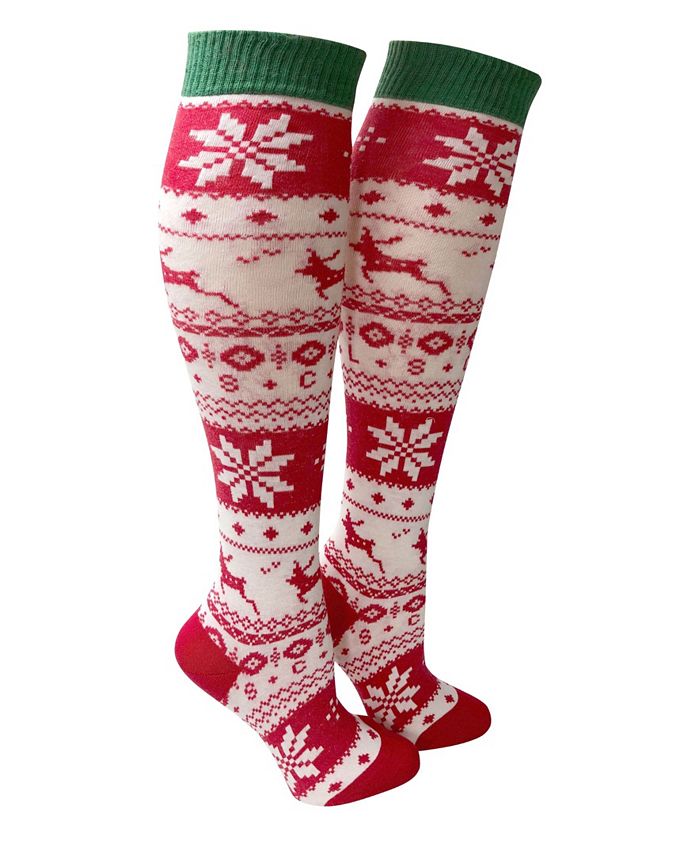 Love Sock Company Women's Knee High Socks with Snowflakes and Reindeer ...