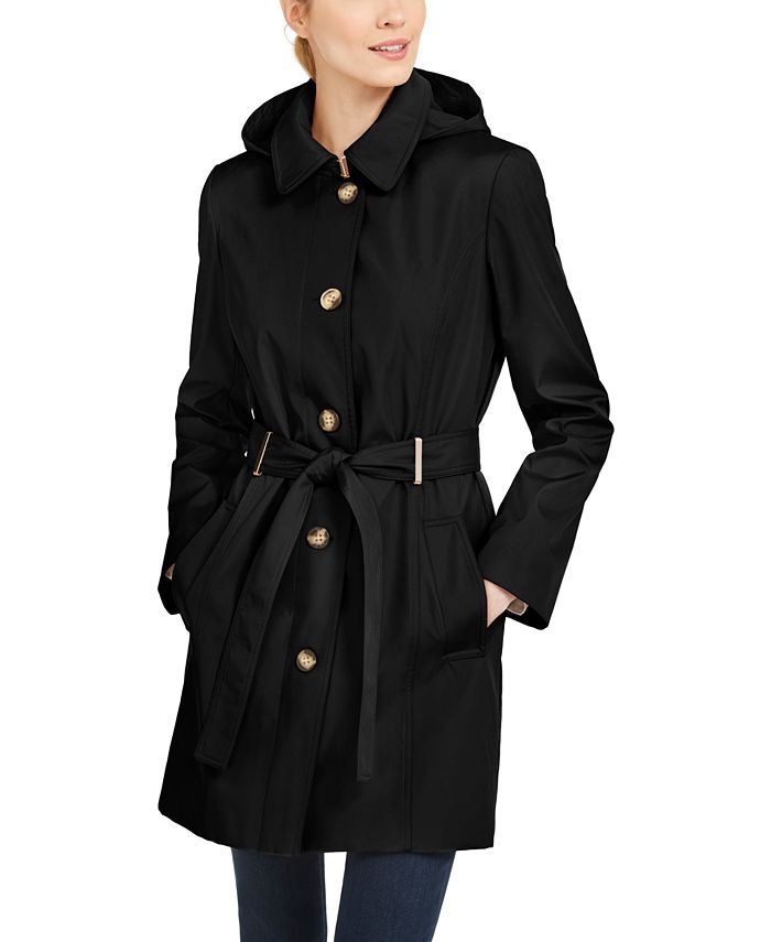Weerkaatsing Redenaar glans Calvin Klein Hooded Water-Resistant Trench Coat & Reviews - Coats & Jackets  - Women - Macy's