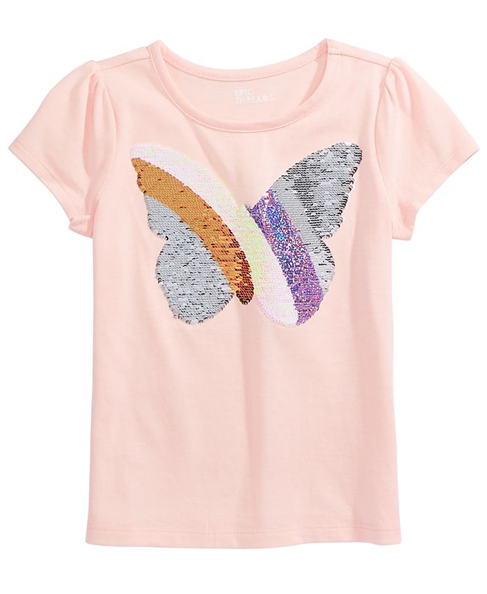 Epic Threads Little Girls Flip-Sequin Butterfly T-Shirt, Created for ...