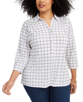 Charter Club Plus Size Plaid Polo Shirt, Created for Macy's & Reviews ...