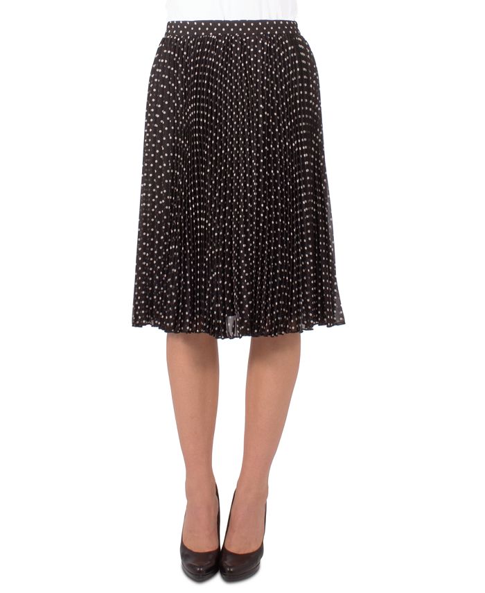 NY Collection Petite Dot-Print Pleated Skirt - Macy's
