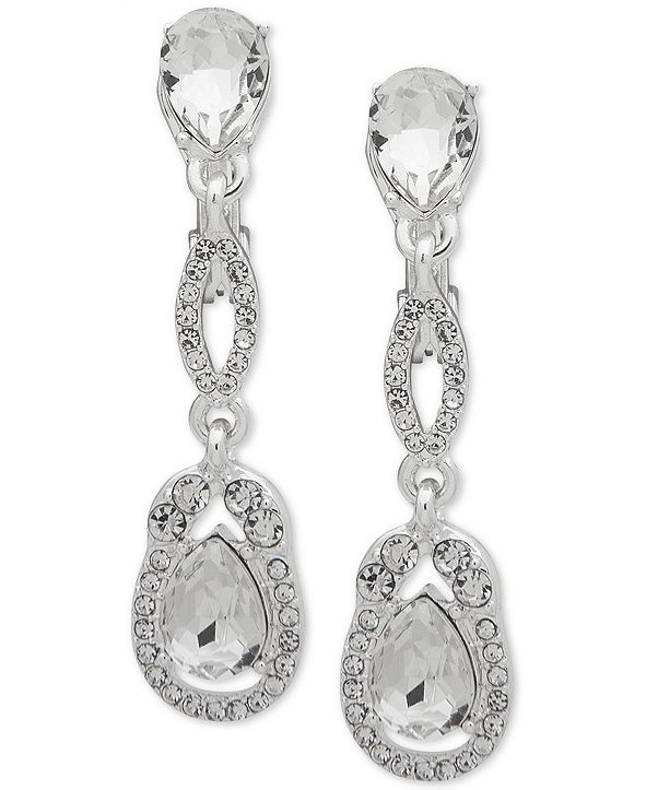 Lauren Ralph Lauren SilverTone Crystal ClipOn Linear Drop Earrings