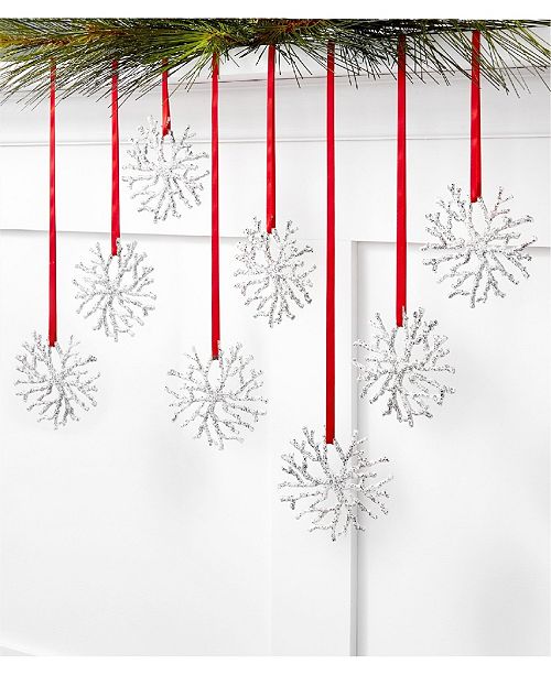 Holiday Lane Seaside Set Of 8 Shatterproof Silver Snowflake