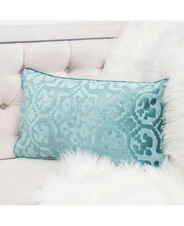 Homey Cozy Iris Modern Cut Velvet Rectangle Decorative Throw Pillow