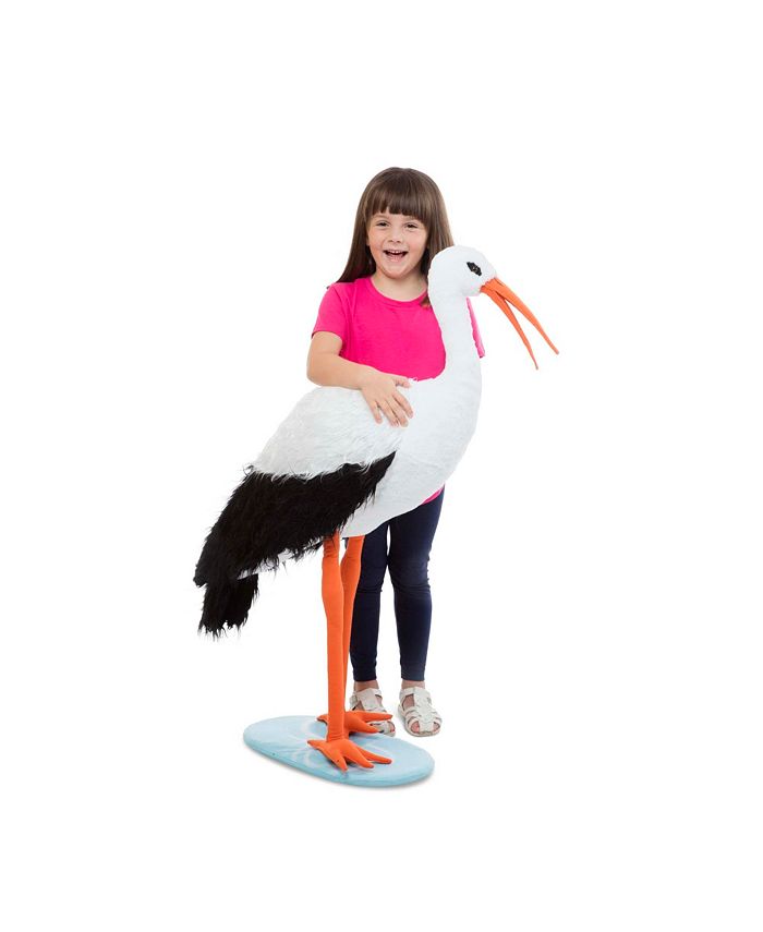 Cicogna Peluche Gigante Melissa & Doug – Altezza 1 Metro, Realistica, Con Bavaglino "Welcome Baby", Regalo Baby Shower