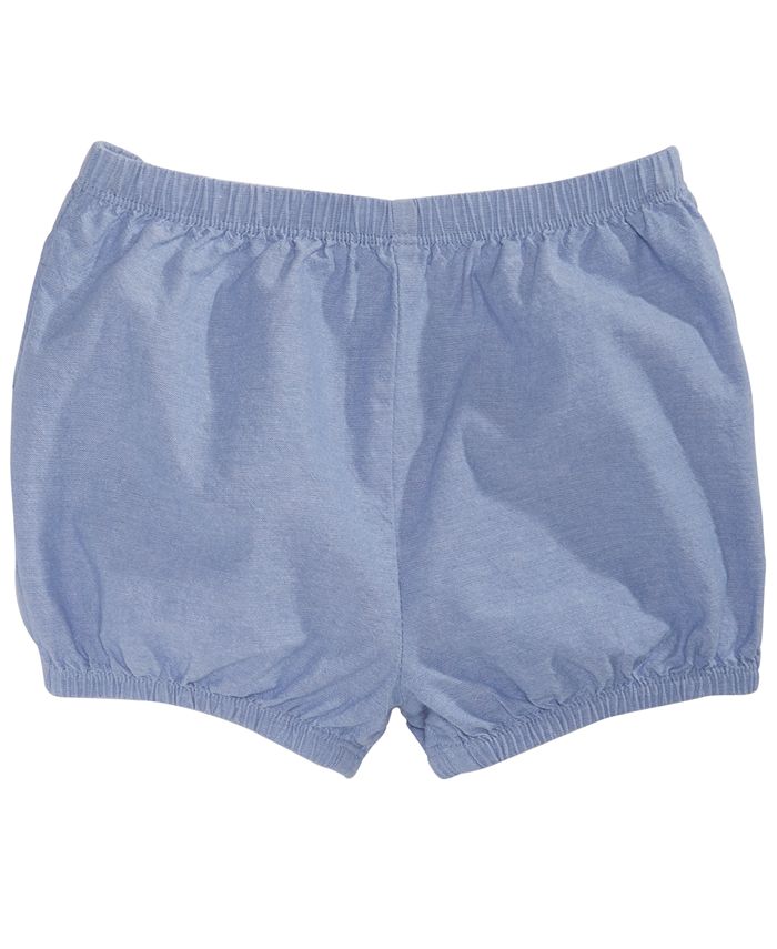 First Impressions Baby Girls Ruffle-Back Chambray Cotton Shorts ...