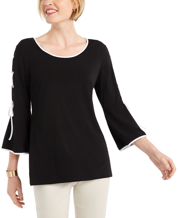 JM Collection Lace-Up Bell-Sleeve Top, Created for Macy's & Reviews ...