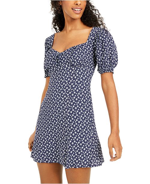 Sequin Hearts Juniors Printed Puff Sleeve A Line Dress Reviews