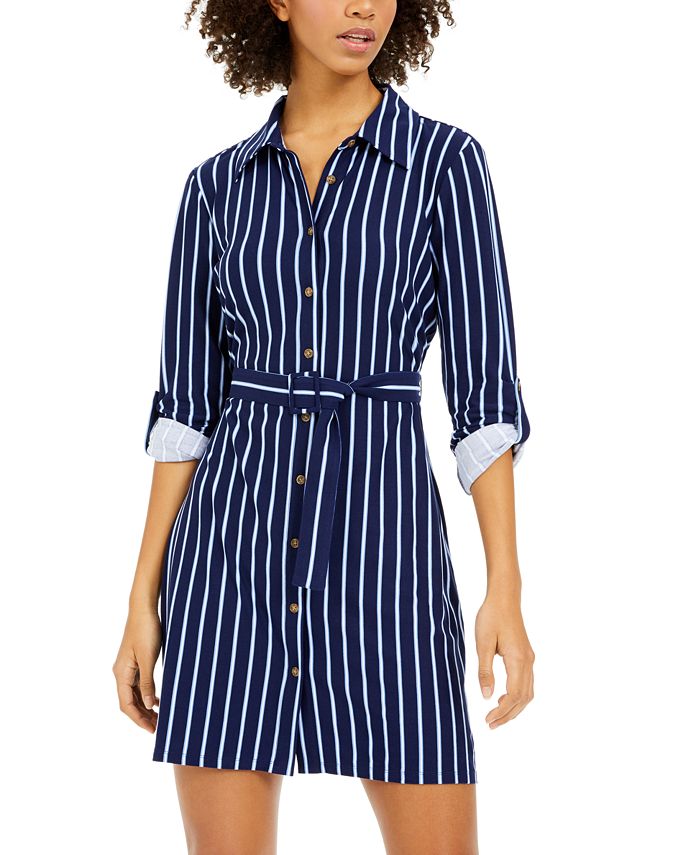 Common Stitch Juniors' Striped Shirtdress - Macy's