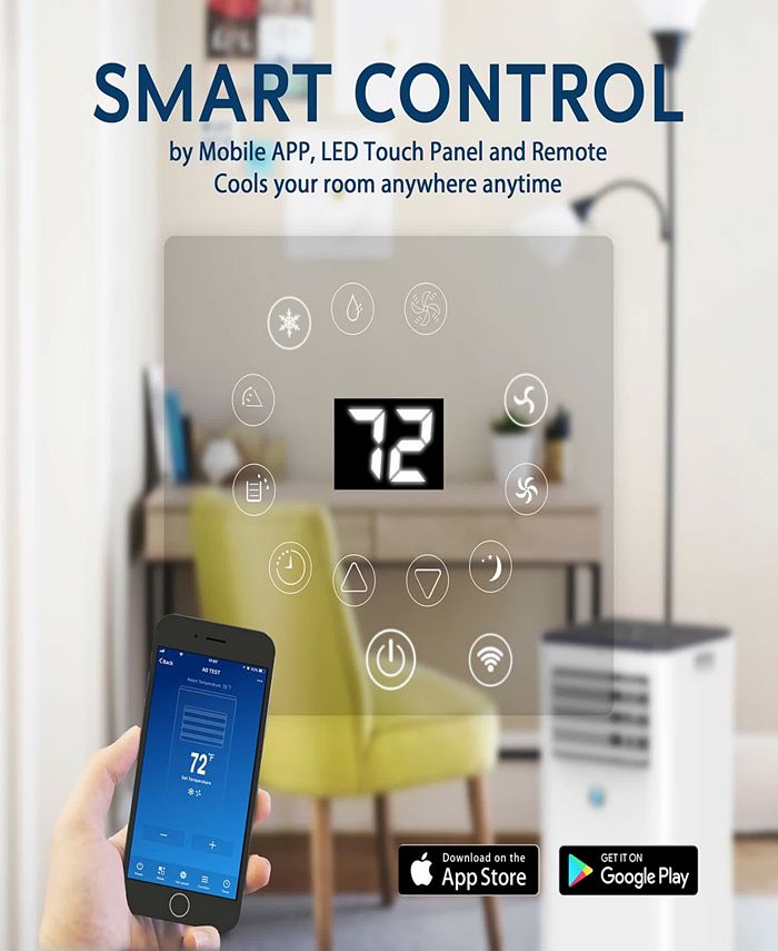 JHS 10,000 BTU Energy Star Portable Air Conditioner with Remote, Touch Control, and Wifi Macy's