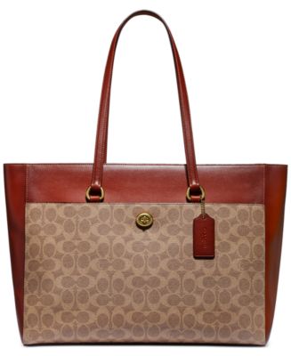 COACH Coated Canvas Signature Folio Tote - Macy's