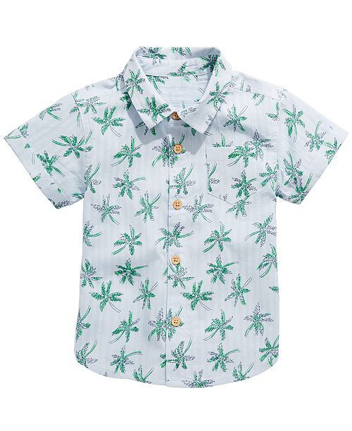 First Impressions Baby Boys Palm Print Button Up Cotton Shirt