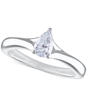 image of Certified Diamond Pear Solitaire Engagement Ring (1/2 ct. t.w.) in 14k White Gold