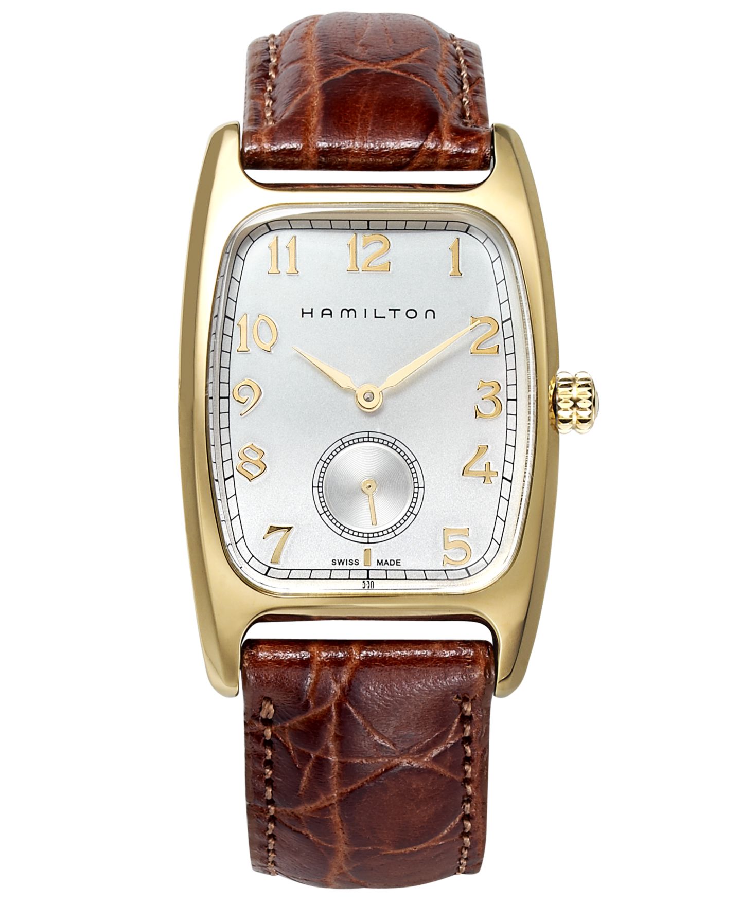 Мужские часы Hamilton Swiss Boulton Brown Leather Strap Watch 27mm H13431553 — фото 1