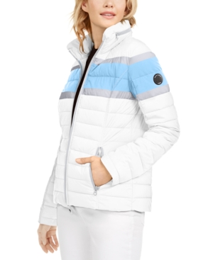 Nautica Hooded Colorblocked Water-Resistant Hooded Packable Jacket