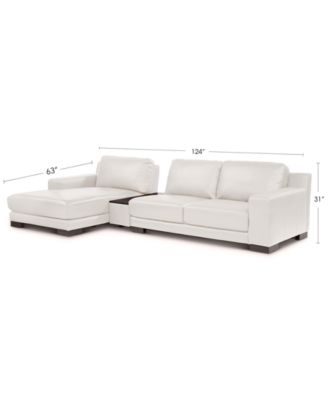 CLOSEOUT! Darrium 3-Pc. Leather Chaise Sofa with Console, Created for Macy's