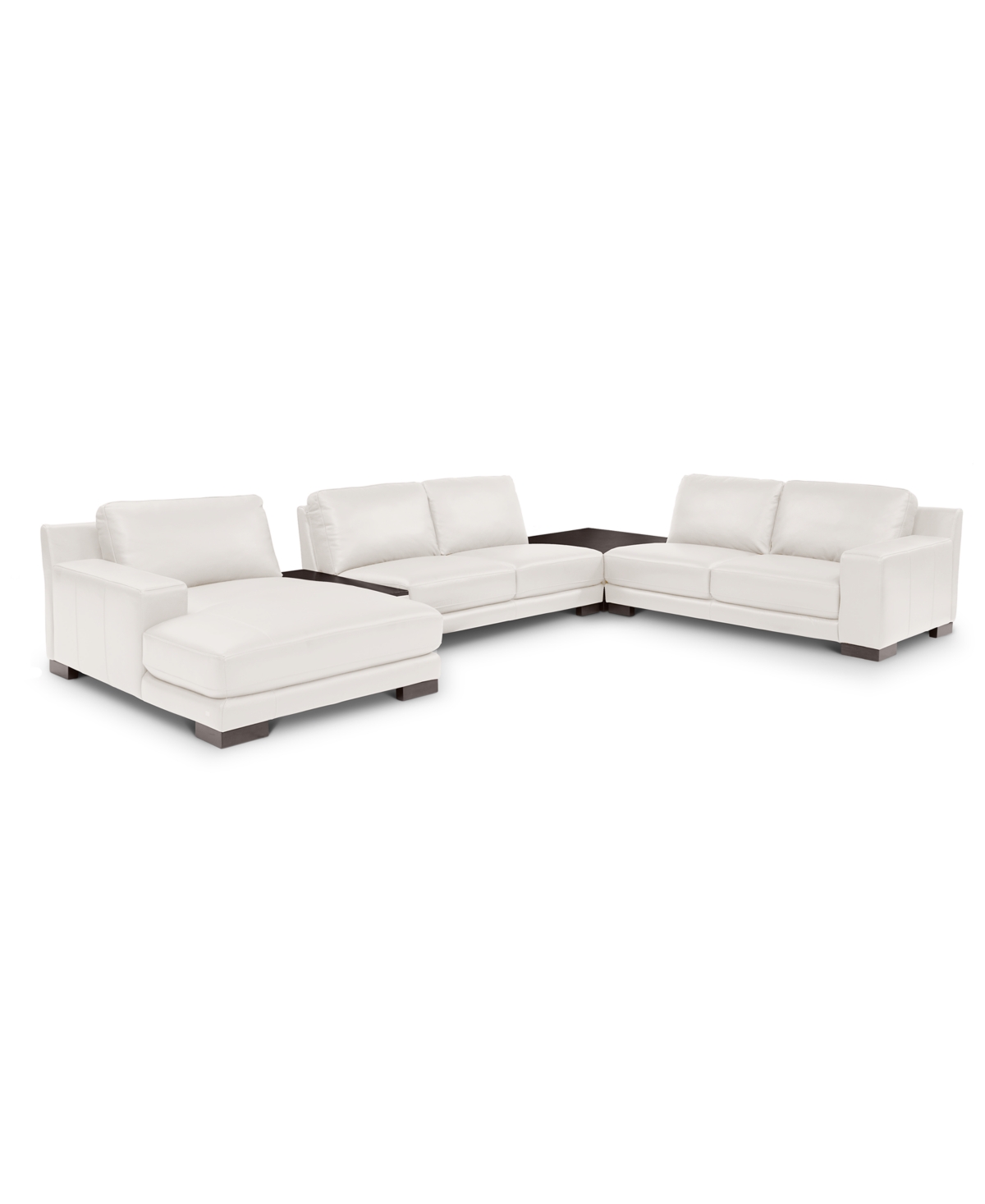 Macy's Darrium 5-pc. Leather Chaise Sectional With Corner Table & Console, Created For  In White