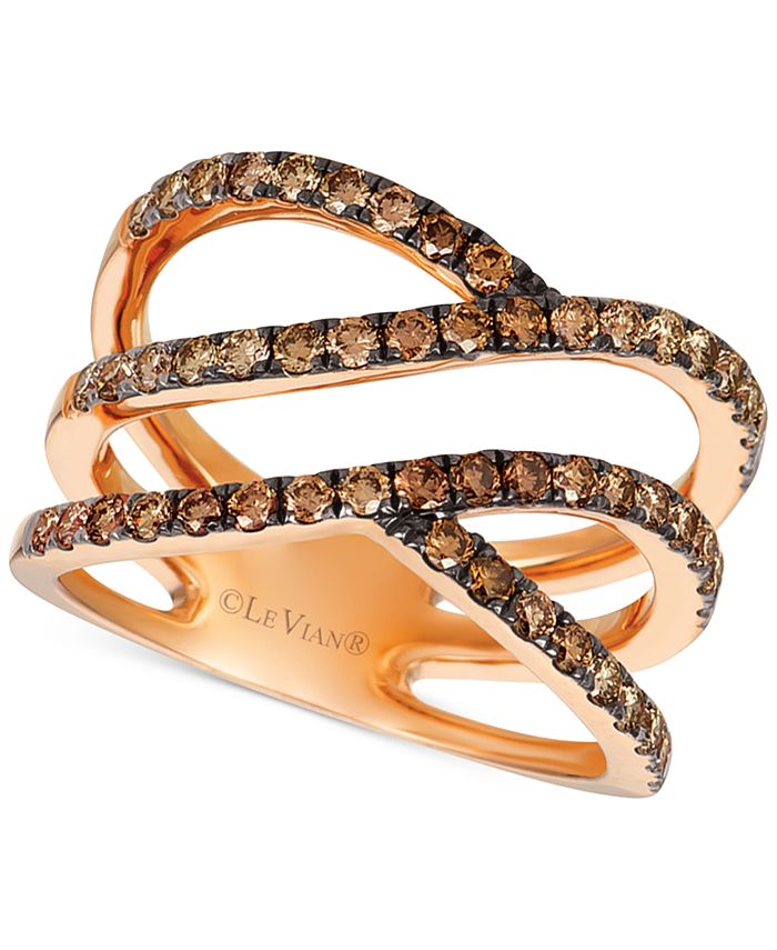 Le Vian - Ombr&eacute; Chocolate Diamond Multi-Row Statement Ring (1 ct. t.w.) in 14k Rose Gold