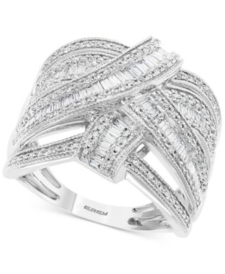 EFFY&reg; Diamond Baguette Crossover Statement Ring (7/8 ct. t.w.) in 14k White Gold