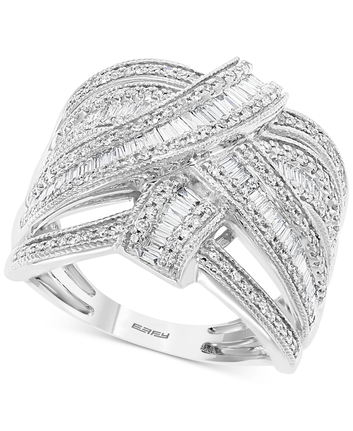 Effy Diamond Baguette Crossover Statement Ring (7/8 ct. t.w.) in 14k White Gold