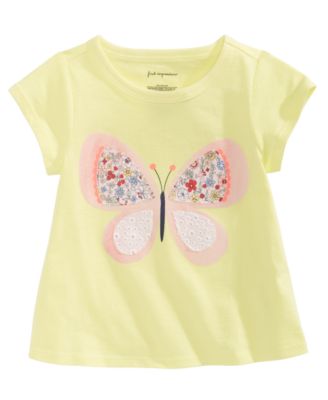 First Impressions - Baby Girls Butterfly-Print Cotton T-Shirt