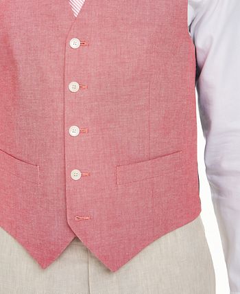 Tommy Hilfiger - Men's Modern-Fit TH Flex Stretch Red Chambray Vest