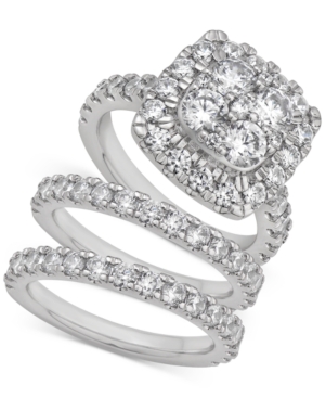 image of Certified Diamond Halo 3-Pc. Bridal Set (4 ct. t.w.) in 14k White Gold