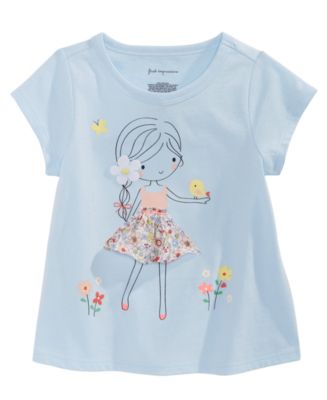 First Impressions Baby Girls Flower Girl-Print Cotton T-Shirt, Created ...