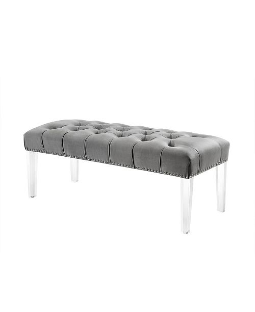 Inspired Home Victoria Velvet Button Tufted Bench With Acrylic