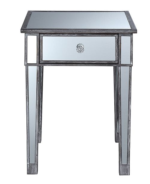 Convenience Concepts Gold Coast Mirrored End Table With Drawer