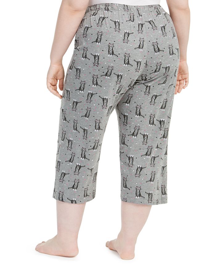 Hue Plus Size Sweet Kitty Temp Tech Capri Pajama Pants - Macy's