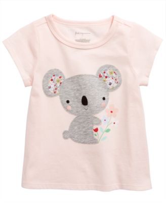 Toddler Girl Cute Animal Koala Print Short-sleeve Pink Tee