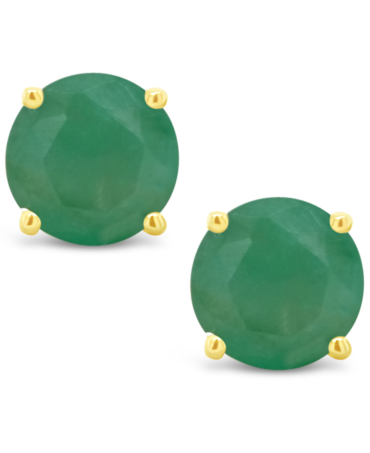 (1 ct. t.w.) Stud Earrings in 14K White Gold or 14K Yellow Gold - Emerald/Yellow Gold
