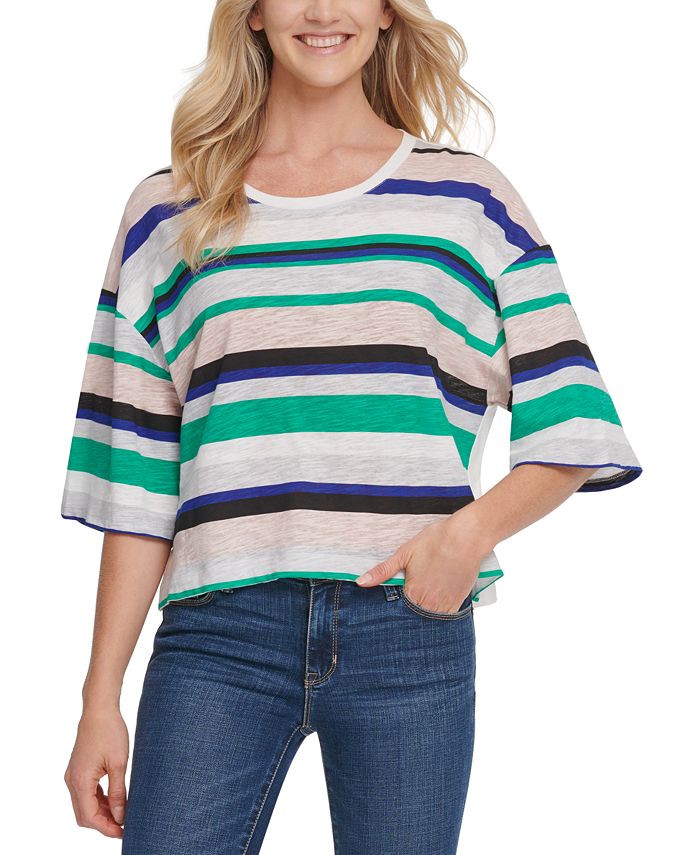 DKNY Striped Cotton TShirt Macy's