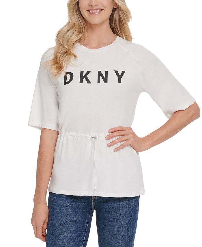 DKNY Drawstring-Waist Logo T-Shirt - Macy's