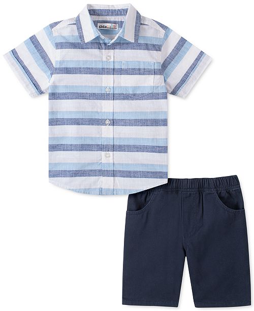 Kids Headquarters Toddler Boys 2 Pc Yarn Dyed Stripe Shirt