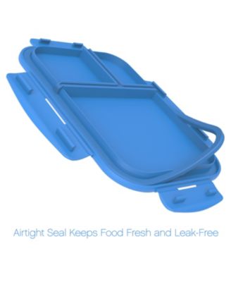Large Divided Glass Food Storage Container, Blue