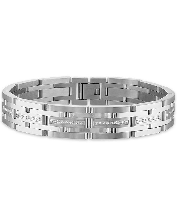 Macy's Men's 1/2 Carat Diamond 8 3/4" Bracelet in Stainless Steel