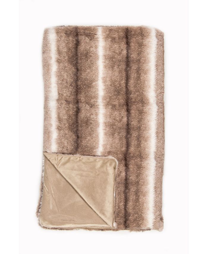 Luxe Faux Fur FAUX FUR THROW 50" X 60" LINEAR OFF WHITE Macy's