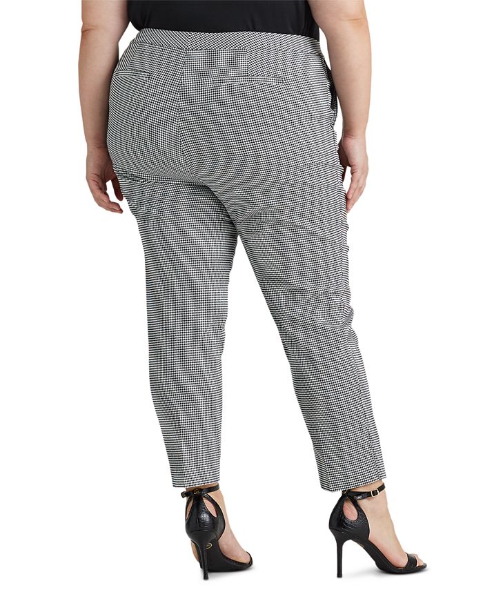 Lauren Ralph Lauren Plus-Size Houndstooth Cotton-Blend Pants - Macy's