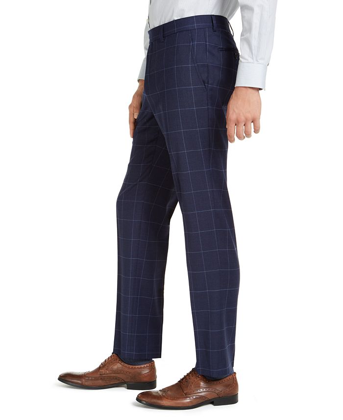 Tommy Hilfiger Men's Modern Fit TH Flex Stretch Navy Blue Windowpane Suit Pants & Reviews