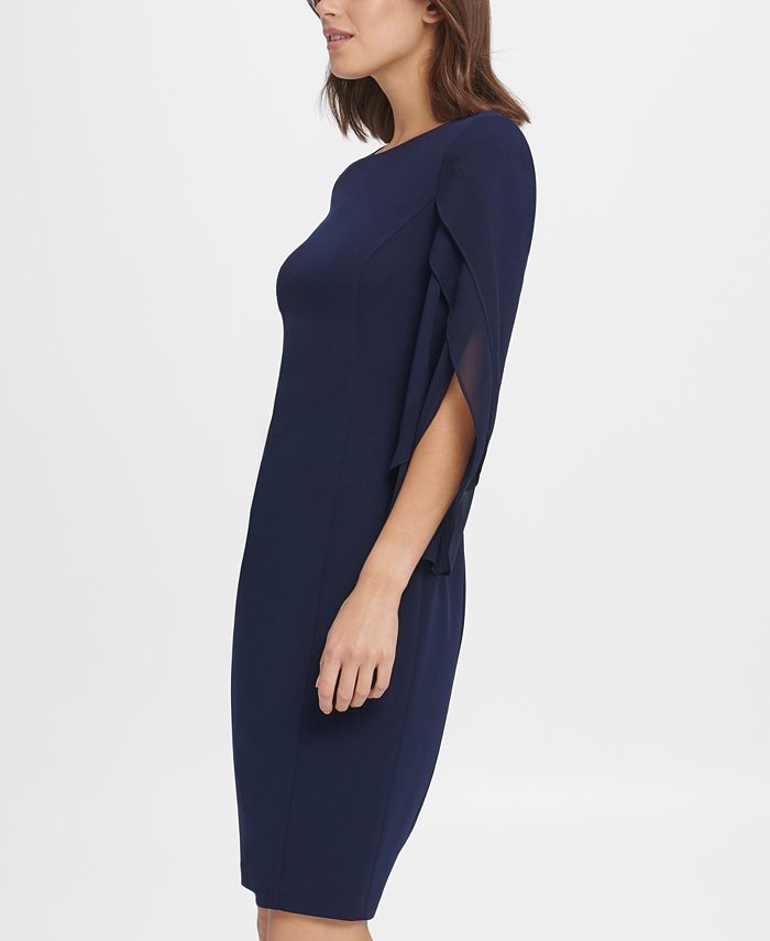 DKNY Sheath with 3/4 Chiffon Sleeves - Macy's