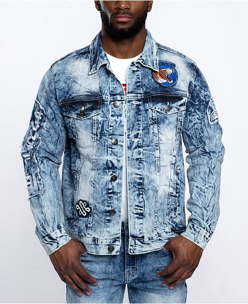 Southpole Men S Tiger Applique Patch Denim Jacket Reviews