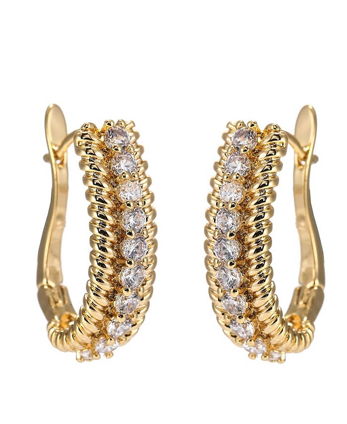 A&M Gold-Tone Ribbed Huggie Earrings - Macy's