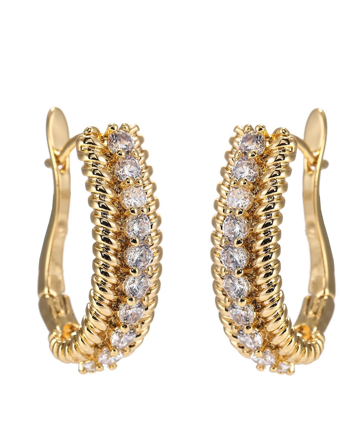 Gold-Tone Ribbed Huggie Earrings - Gold-Tone