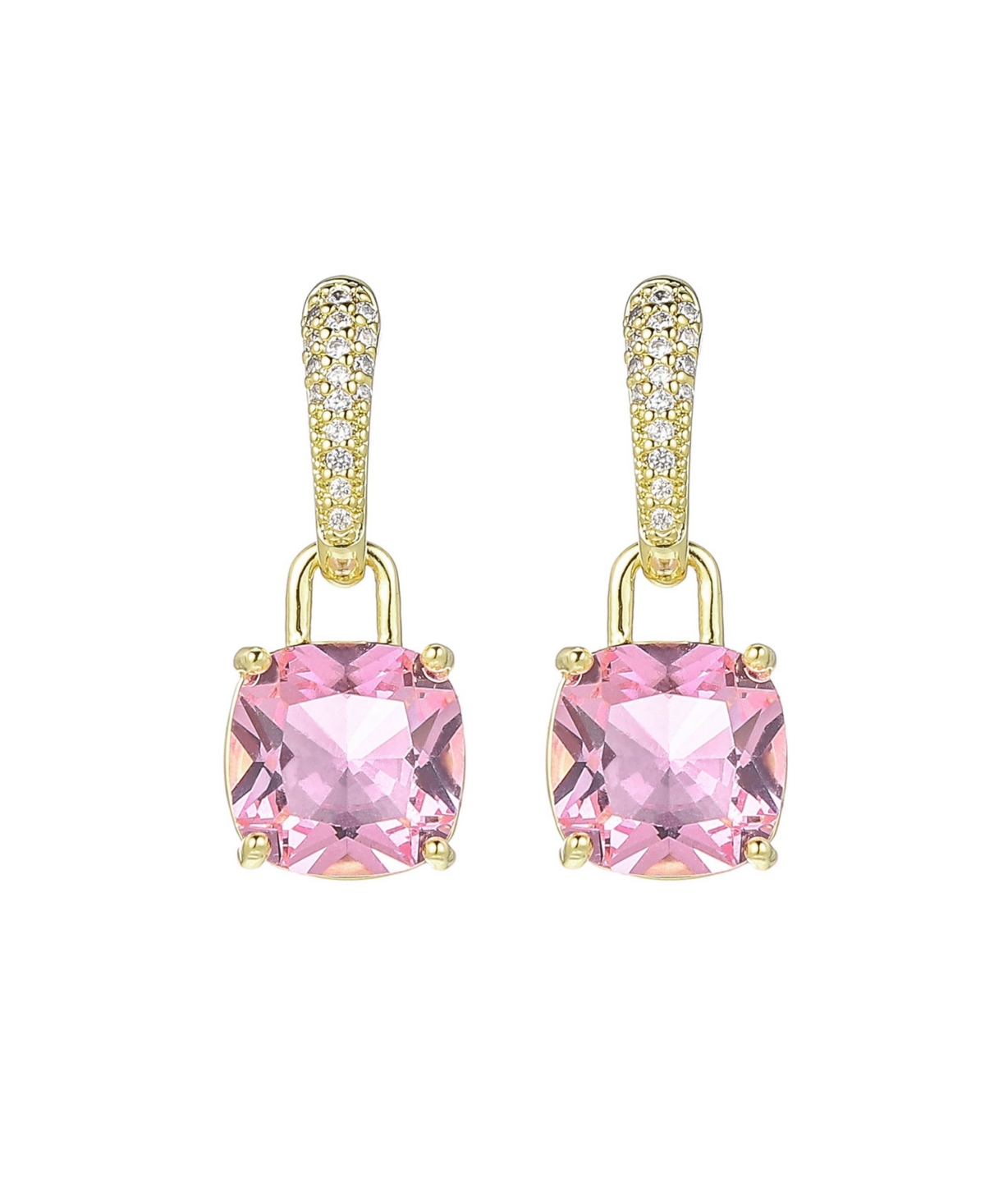 A & M Gold-Tone Pink Topaz Accent Earrings